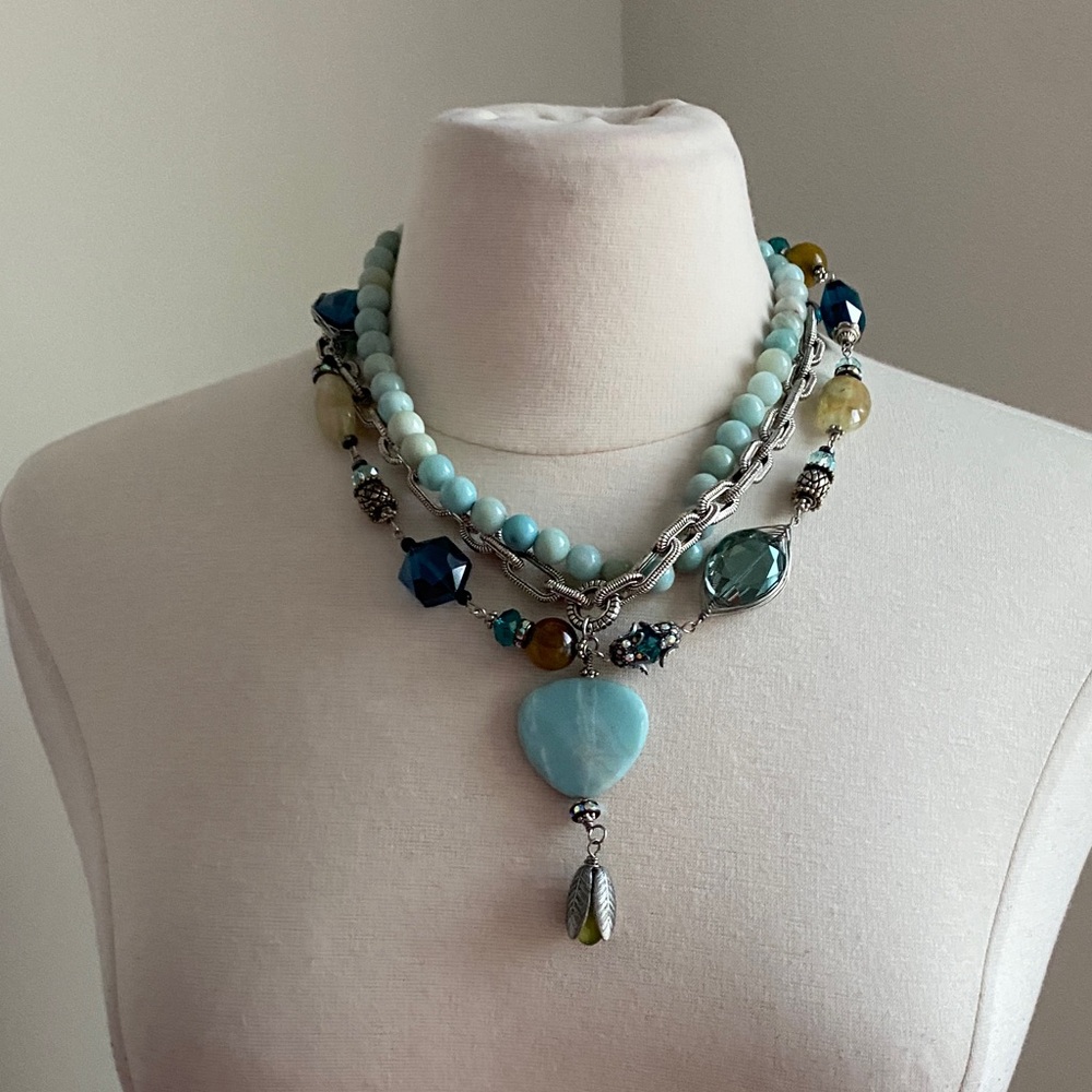 Statement Necklace Multi-Color Beaded Necklace Hook Closure